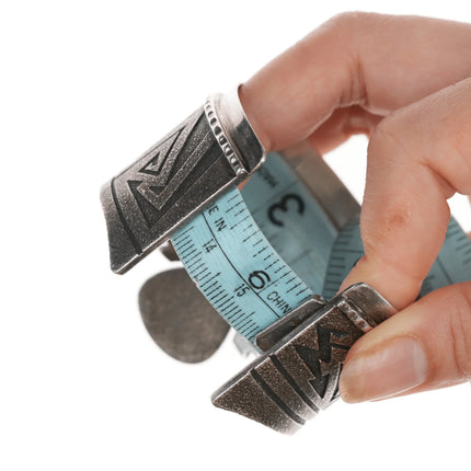 6.25" Richard Tsosie Navajo Silver cuff bracelet with high grade turquoise and pearl - Estate Fresh Austin