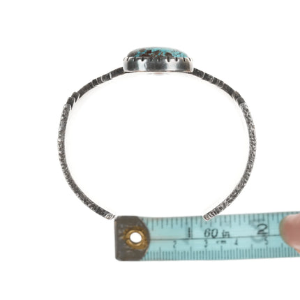 6.25" Richard Tsosie Navajo Silver cuff bracelet with high grade turquoise and pearl - Estate Fresh Austin