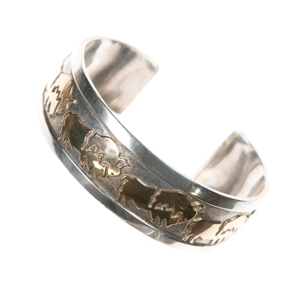 6.25" Robert Taylor Navajo 14k/sterling buffalo cuff bracelet - Estate Fresh Austin