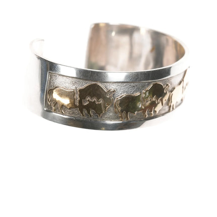 6.25" Robert Taylor Navajo 14k/sterling buffalo cuff bracelet - Estate Fresh Austin