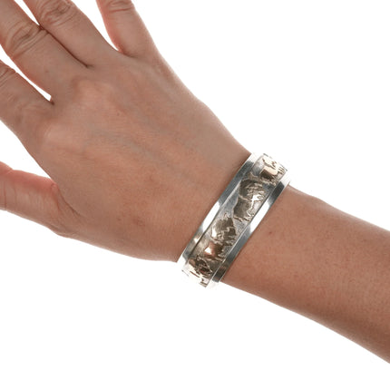6.25" Robert Taylor Navajo 14k/sterling buffalo cuff bracelet - Estate Fresh Austin