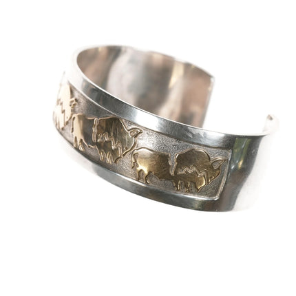 6.25" Robert Taylor Navajo 14k/sterling buffalo cuff bracelet - Estate Fresh Austin