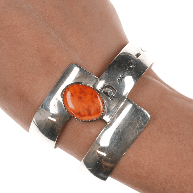 6.25" Rose Swett Navajo sterling spiny oyster cuff bracelet - Estate Fresh Austin