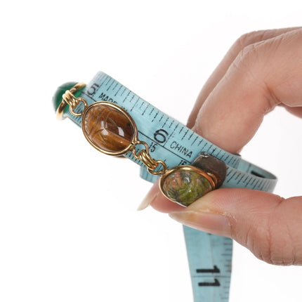 6.25" Russel Retro Multi-stone gold filled scarab bracelet - Estate Fresh Austin