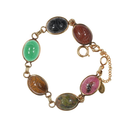 6.25" Russel Retro Multi-stone gold filled scarab bracelet - Estate Fresh Austin
