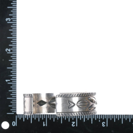 6.25" Stanley Parker Navajo heavy stamped sterling high grade turquoise cuff bracelet - Estate Fresh Austin