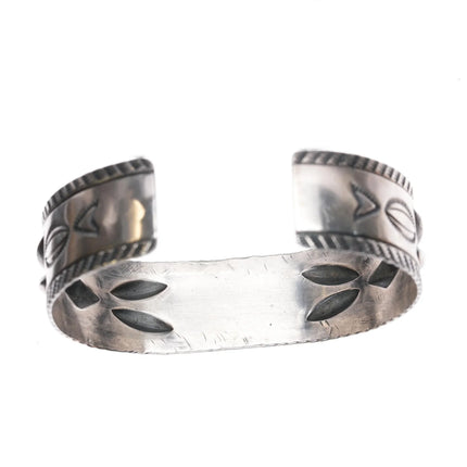 6.25" Stanley Parker Navajo heavy stamped sterling high grade turquoise cuff bracelet - Estate Fresh Austin