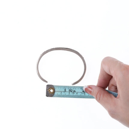 6.25" Sturdy Vintage Native American chiseled silver bracelet - Estate Fresh Austin