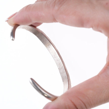 6.25" Sturdy Vintage Native American chiseled silver bracelet - Estate Fresh Austin
