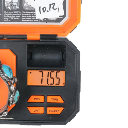 6.25" Sturdy Vintage Native American sterling turquoise graduated row cuff bracelet - Estate Fresh Austin