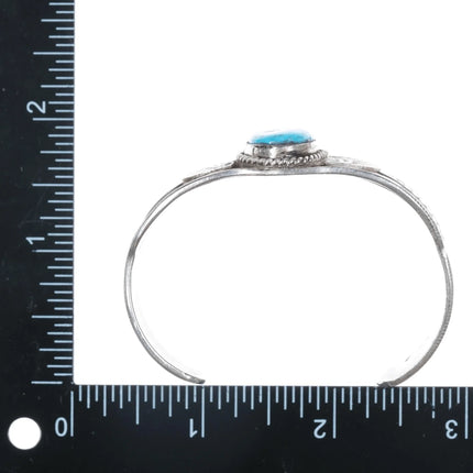 6.25" UITA6 1930's Navajo ingot silver and turquoise cuff bracelet - Estate Fresh Austin