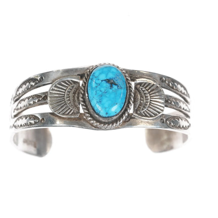 6.25" UITA6 1930's Navajo ingot silver and turquoise cuff bracelet - Estate Fresh Austin