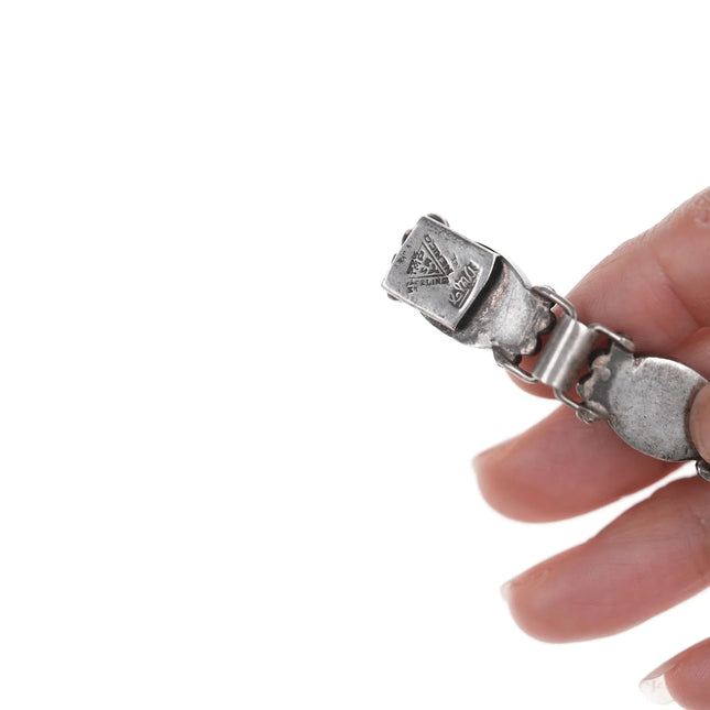 6.25" Vintage Mexican sterling and jasper bracelet - Estate Fresh Austin