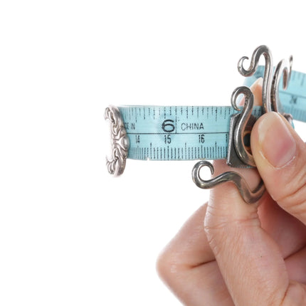 6.25" Vintage Modernist sterling fork cuff bracelet with turquoise - Estate Fresh Austin