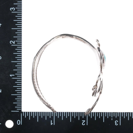 6.25" Vintage Modernist sterling fork cuff bracelet with turquoise - Estate Fresh Austin