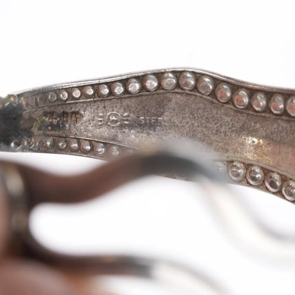 6.25" Vintage Modernist sterling fork cuff bracelet with turquoise - Estate Fresh Austin