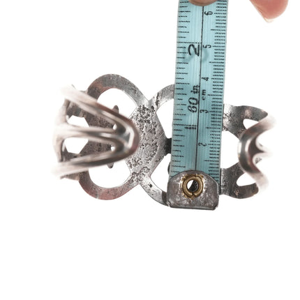 6.25" Vintage Native American cast silver cuff bracelet with turquoise - Estate Fresh Austin