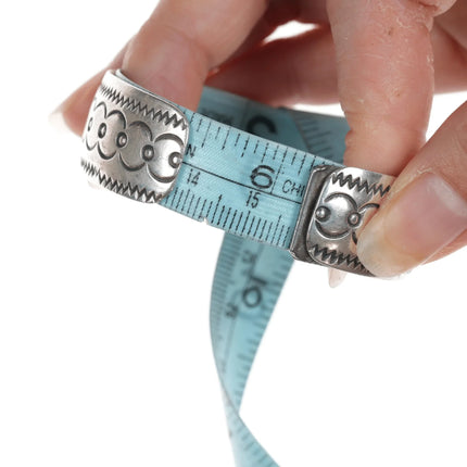 6.25" Vintage Native American hand stamped silver cuff bracelet - Estate Fresh Austin