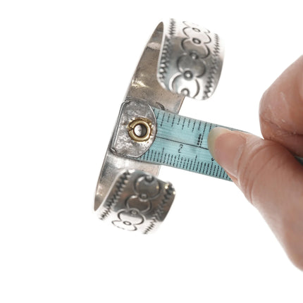 6.25" Vintage Native American hand stamped silver cuff bracelet - Estate Fresh Austin