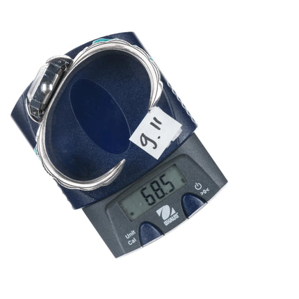 6.25" Vintage Native American hand stamped silver watch cuff bracelet w/turquoise - Estate Fresh Austin