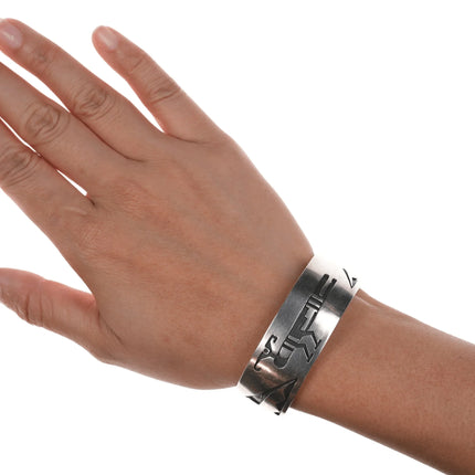 6.25" Vintage Navajo Overlay cuff bracelet sterling silver - Estate Fresh Austin