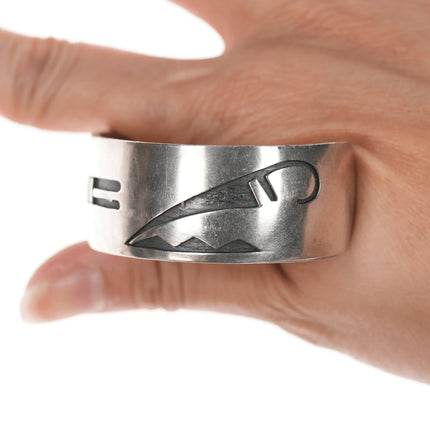 6.25" Vintage Navajo Overlay cuff bracelet sterling silver - Estate Fresh Austin