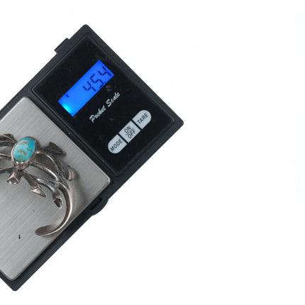 6.25" Vintage Native American Sandcast bracelet with turquoise - Estate Fresh Austin