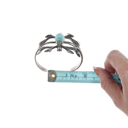 6.25" Vintage Native American Sandcast bracelet with turquoise - Estate Fresh Austin