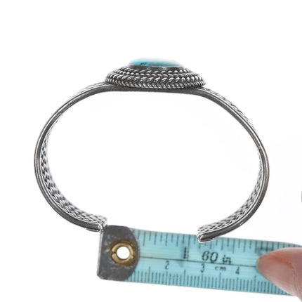 6.25" Vintage Native American Silver and turquoise twisted wire Cuff bracelet - Estate Fresh Austin