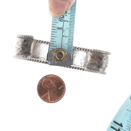 6.25" Vintage Native American silver rope border cuff bracelet - Estate Fresh Austin