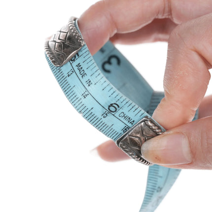 6.25" Vintage Native American silver rope border cuff bracelet - Estate Fresh Austin