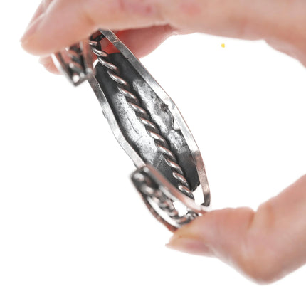 6.25" Vintage Native American silver three stone turquoise cuff bracelet - Estate Fresh Austin