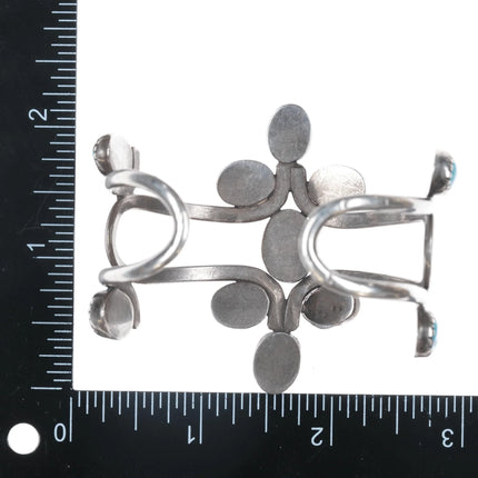 6.25" Vintage Native American silver wire cuff bracelet with turquoise - Estate Fresh Austin