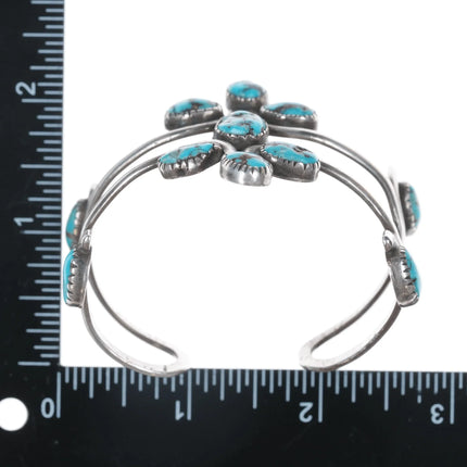 6.25" Vintage Native American silver wire cuff bracelet with turquoise - Estate Fresh Austin