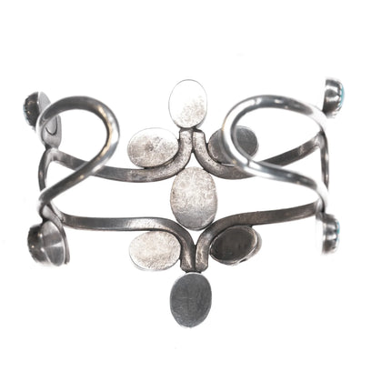 6.25" Vintage Native American silver wire cuff bracelet with turquoise - Estate Fresh Austin