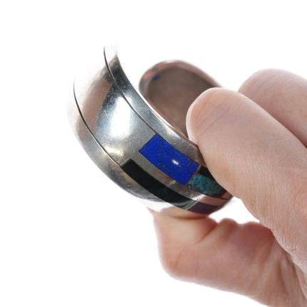 6.25" Vintage Native American sterling channel inlay cuff bracelet - Estate Fresh Austin