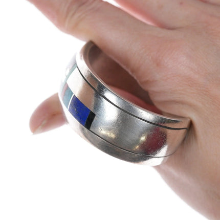 6.25" Vintage Native American sterling channel inlay cuff bracelet - Estate Fresh Austin