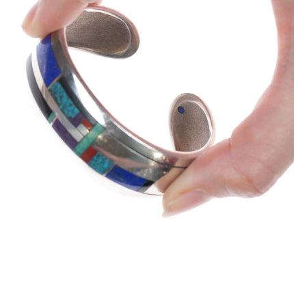 6.25" Vintage Native American sterling channel inlay cuff bracelet - Estate Fresh Austin