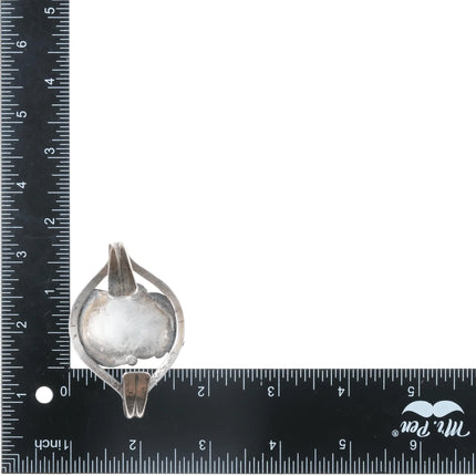 6.25" Vintage Native American sterling feather blossom cuff bracelet - turquoise - Estate Fresh Austin