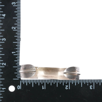 6.25" Vintage Native American Sterling feather cuff bracelet - Estate Fresh Austin