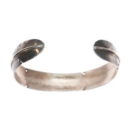 6.25" Vintage Native American Sterling feather cuff bracelet - Estate Fresh Austin