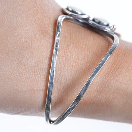 6.25" Vintage Native American Sterling mother of pearl cuff bracelet - Estate Fresh Austin