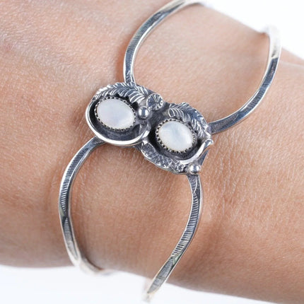 6.25" Vintage Native American Sterling mother of pearl cuff bracelet - Estate Fresh Austin