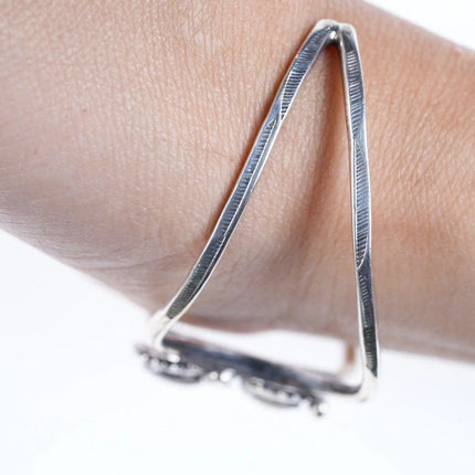 6.25" Vintage Native American Sterling mother of pearl cuff bracelet - Estate Fresh Austin