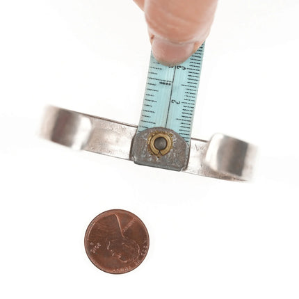 6.25" Vintage Navajo chip inlay cuff bracelet with nice stampings - Estate Fresh Austin