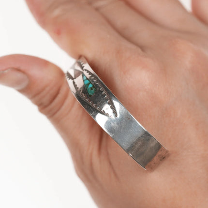 6.25" Vintage Navajo chip inlay cuff bracelet with nice stampings - Estate Fresh Austin