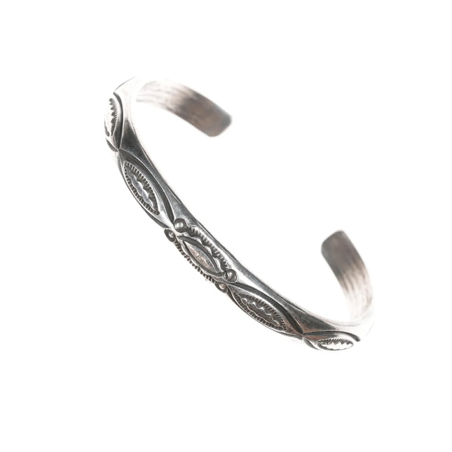 6.25" Vintage Navajo Deep stamped silver cuff bracelet - Estate Fresh Austin