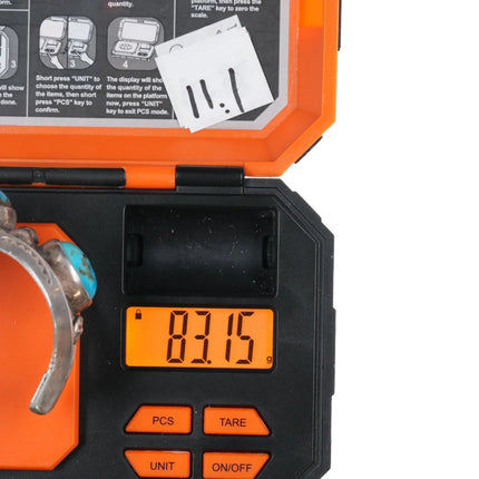 6.25" Vintage Navajo hand stamped heavy sterling/turquoise row cuff bracelet - Estate Fresh Austin