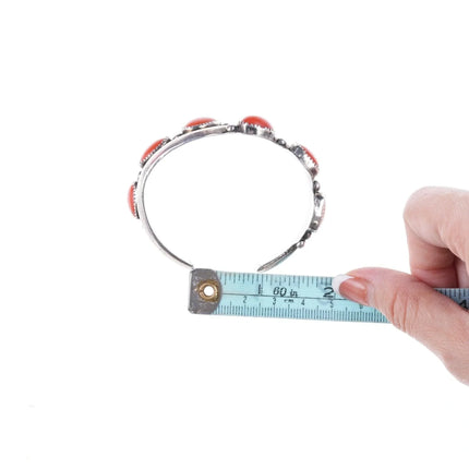 6.25" Vintage Navajo Modernist sterling and coral bracelet - Estate Fresh Austin