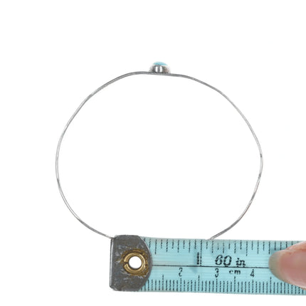 6.25" Vintage Navajo silver hand stamped cuff bracelet with center turquoise - Estate Fresh Austin